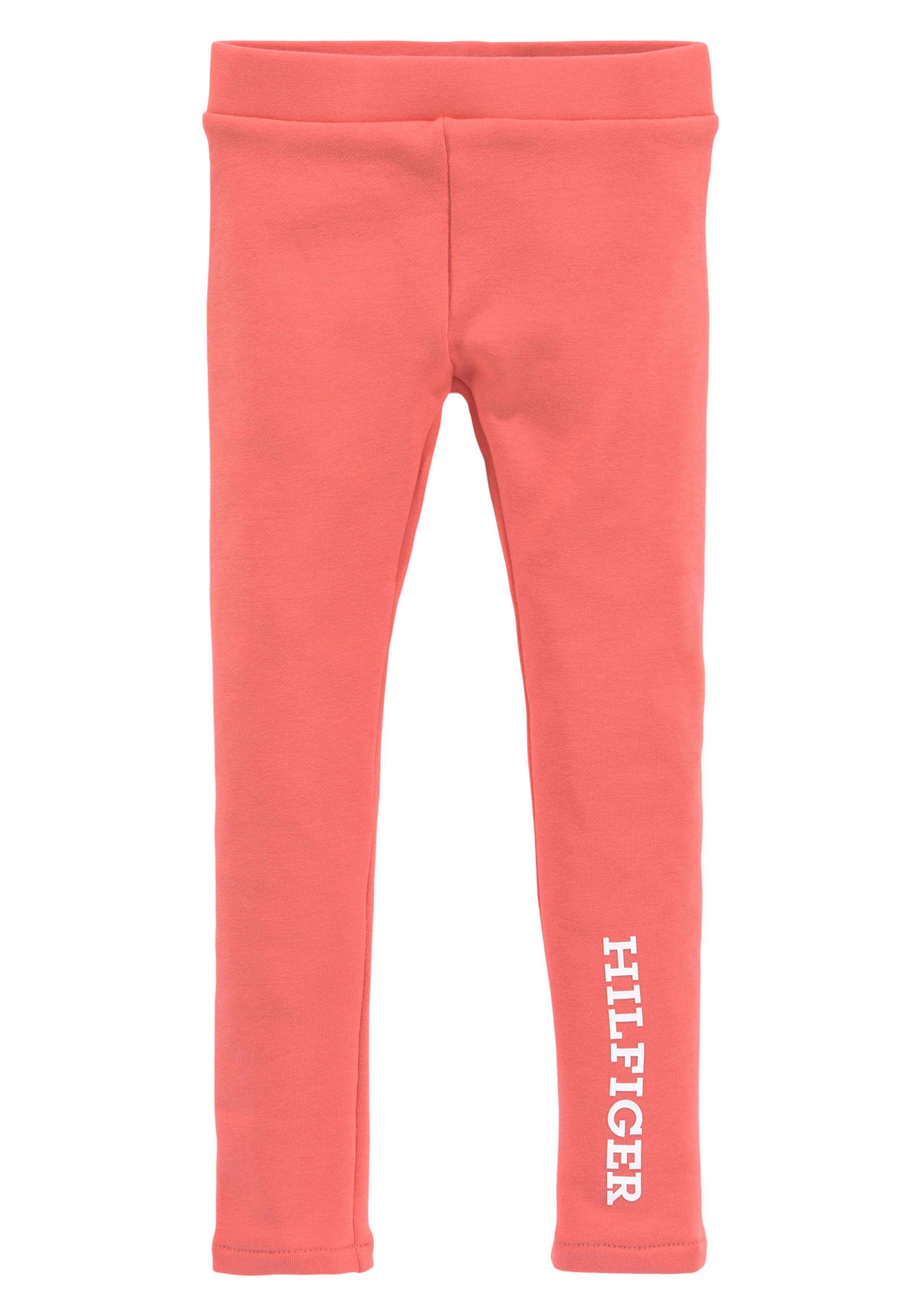 Tommy Hilfiger Leggings MONOTYPE LEGGING MiniMe,mit koralle Junior Kinder Hilfiger Kids am Unterschenkel Schriftzug