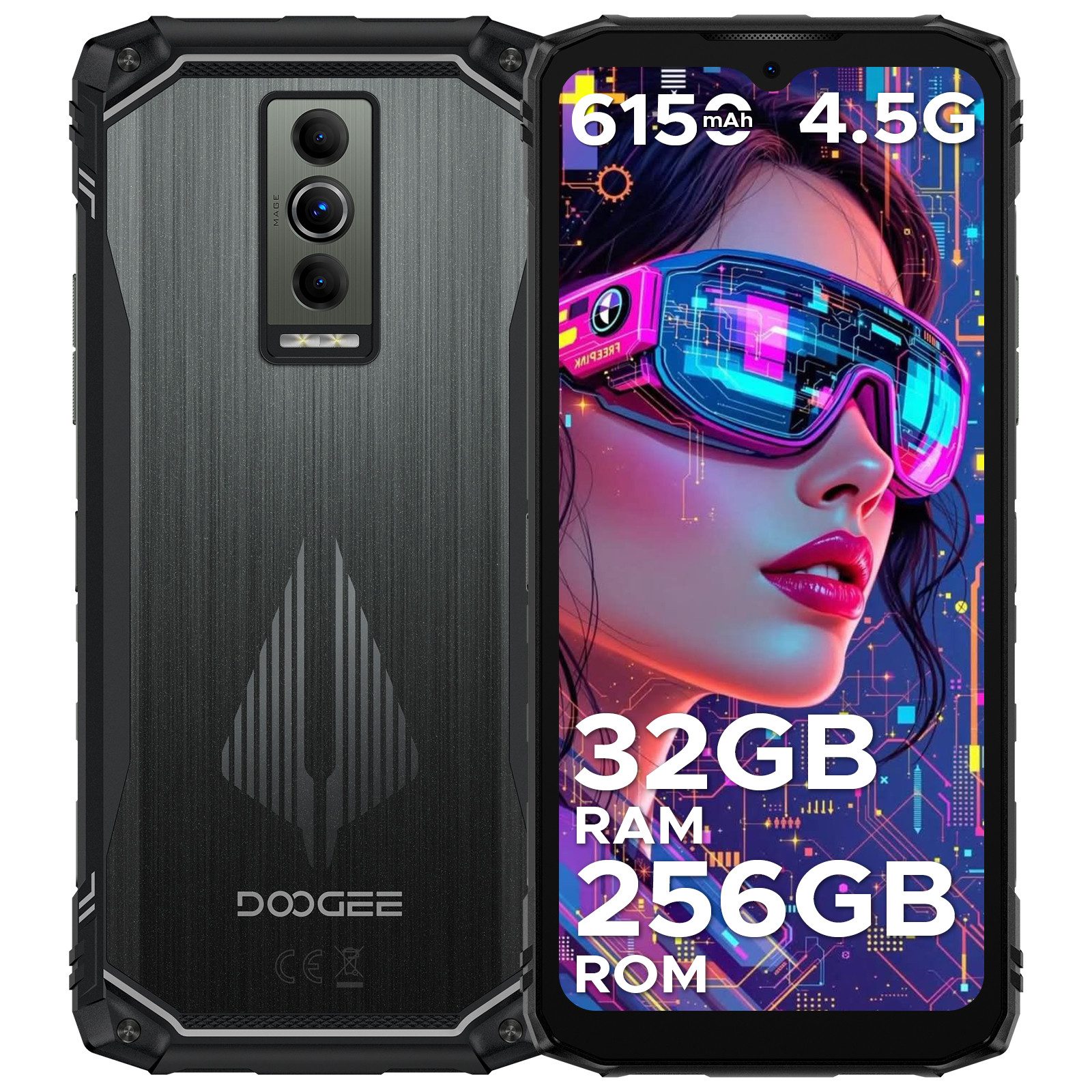 DOOGEE Blade 10 Pro Energy 50MP Android 15 6.6'' Handy Ohne Vertrag Outdoor Smartphone (6.56 Zoll, 256 GB Speicherplatz, 50 MP Kamera, 10,7mm ultradünnes Design,6150 mAh, 18-W-Schnellladefunktion)