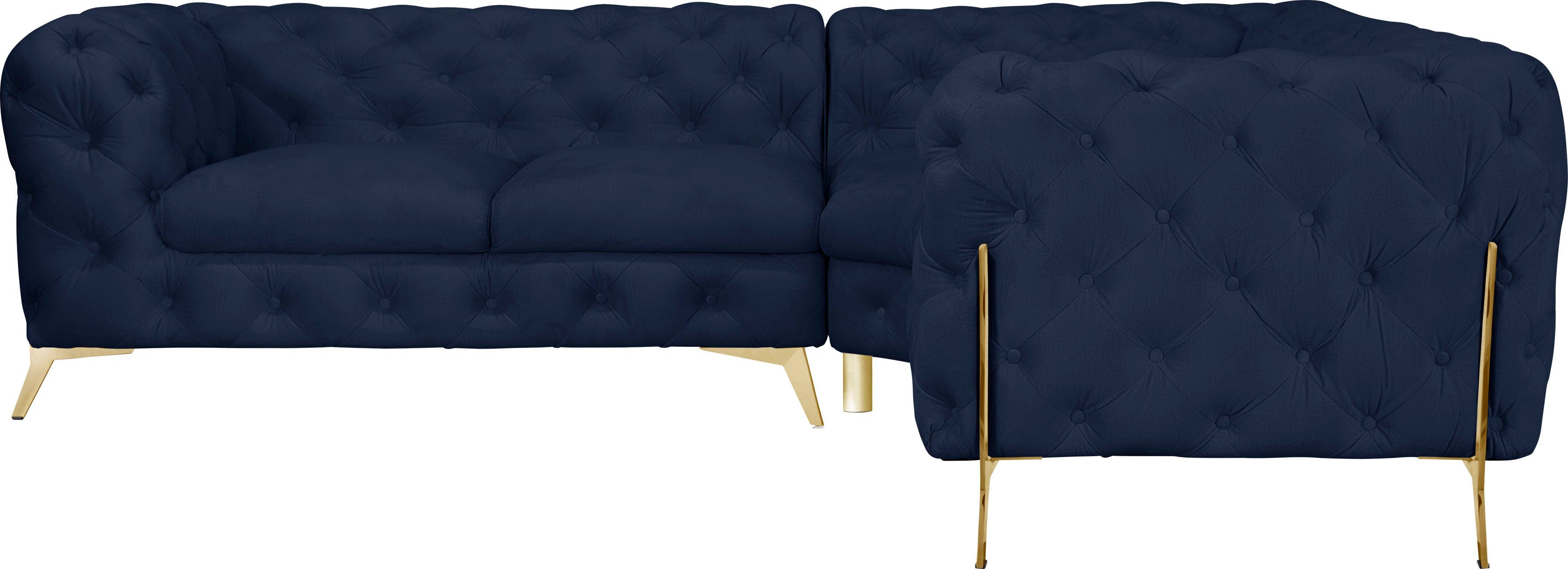 Home affaire Chesterfield-Sofa Amaury L-Form, moderne Chersterfield-Optik, Breite 262 cm, Fußfarbe wählbar