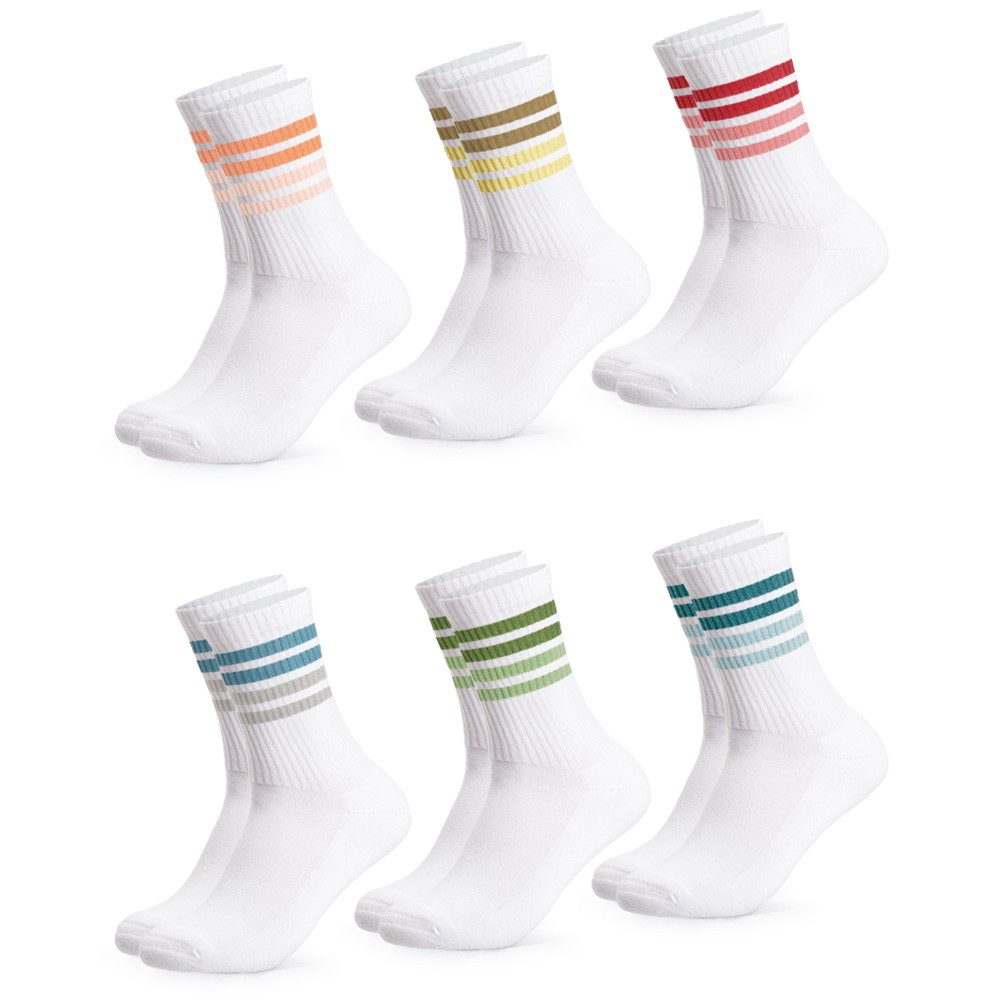 OCCULTO Sportsocken Damen Retro Tennis Socken 6er Pack (Modell: Steffi) (6-Paar)