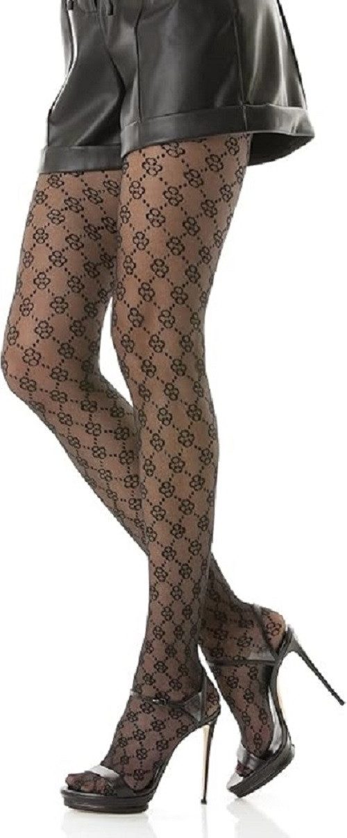Feinstrumpfhose Damen-Strumpfhose, Blumenmuster, mit unsichtbaren Füßen, 40DEN