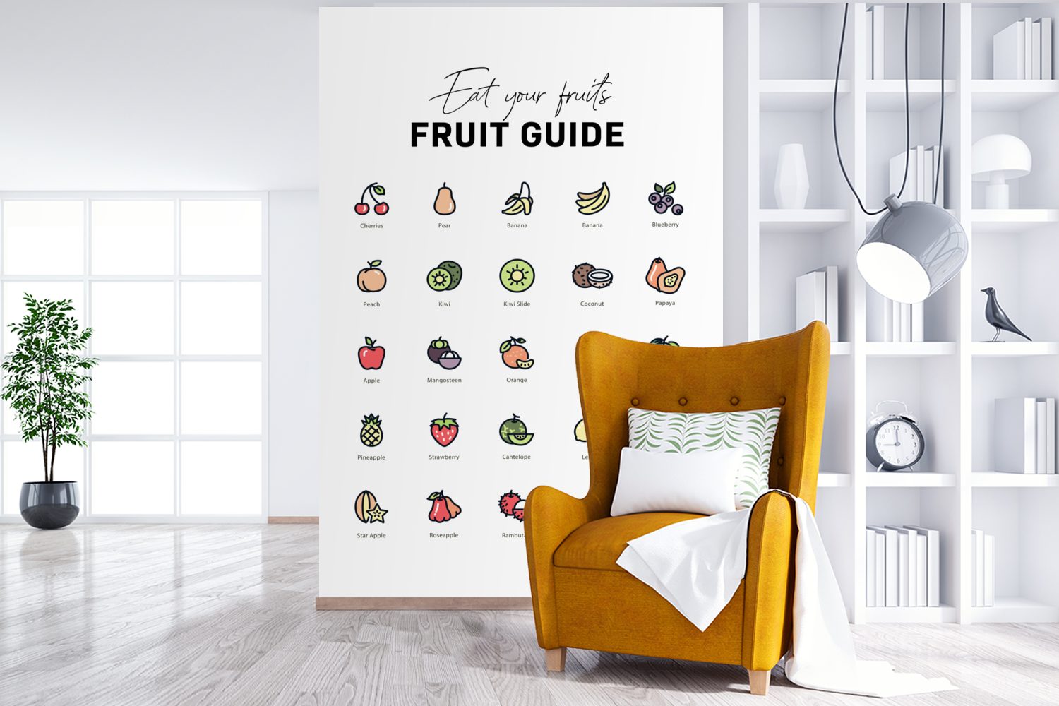 Wohnzimmer, Tapete Wandtapete Lebensmittel bedruckt, MuchoWow Obst, - St), (3 Montagefertig Matt, Fototapete Vinyl Küche für -