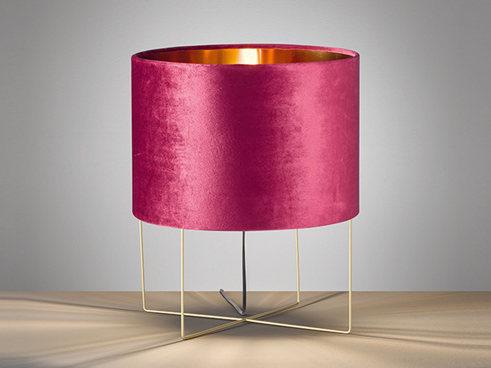 FISCHER & HONSEL LED Tischleuchte, mit Lampenschirm Samt-Stoff Rot innen  Gold – große Vintage Nachttischlampe online kaufen | OTTO