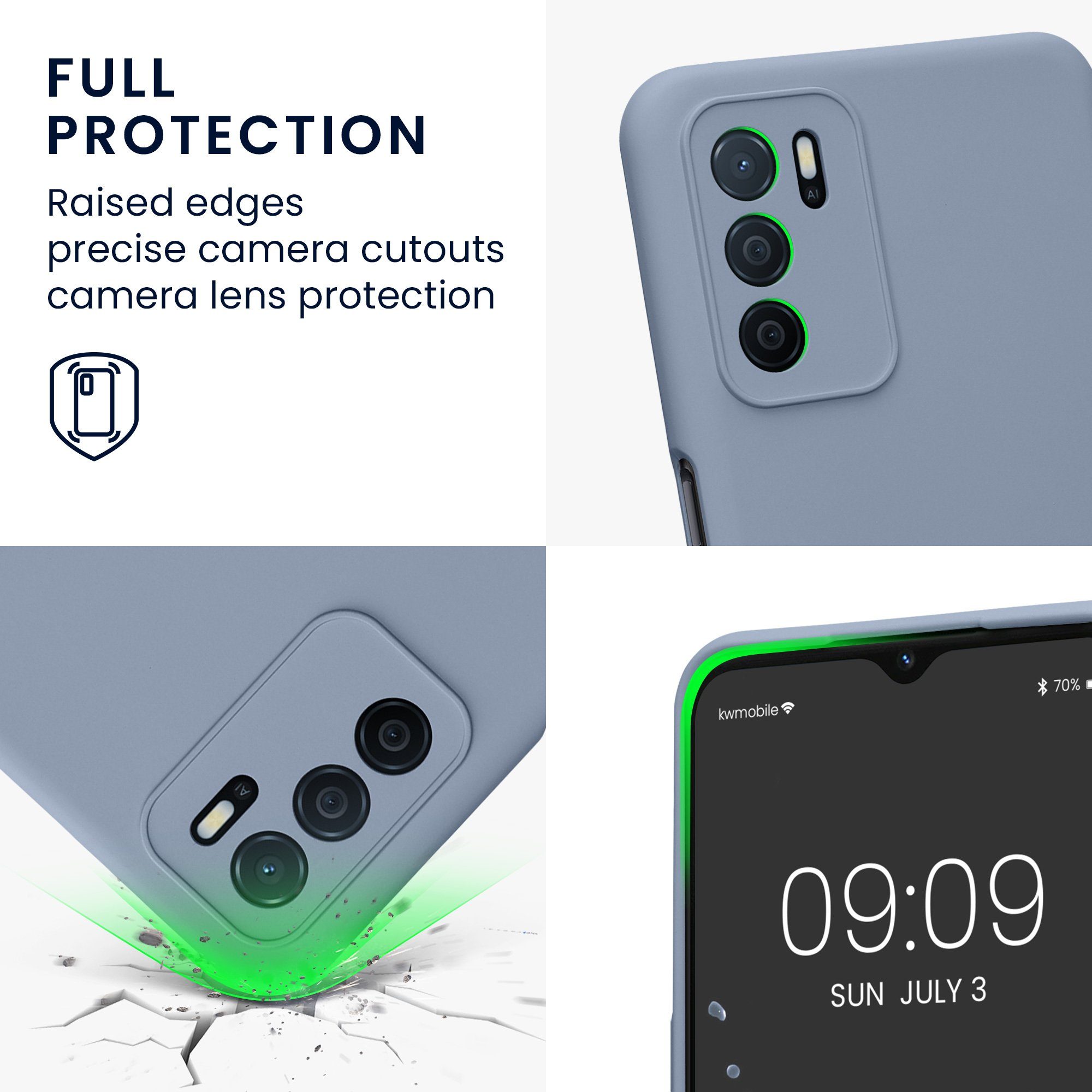kwmobile Handyhülle Slim Case für Oppo A16 / A16s / A54s, Hülle Silikon Handy - Handyhülle gummiert