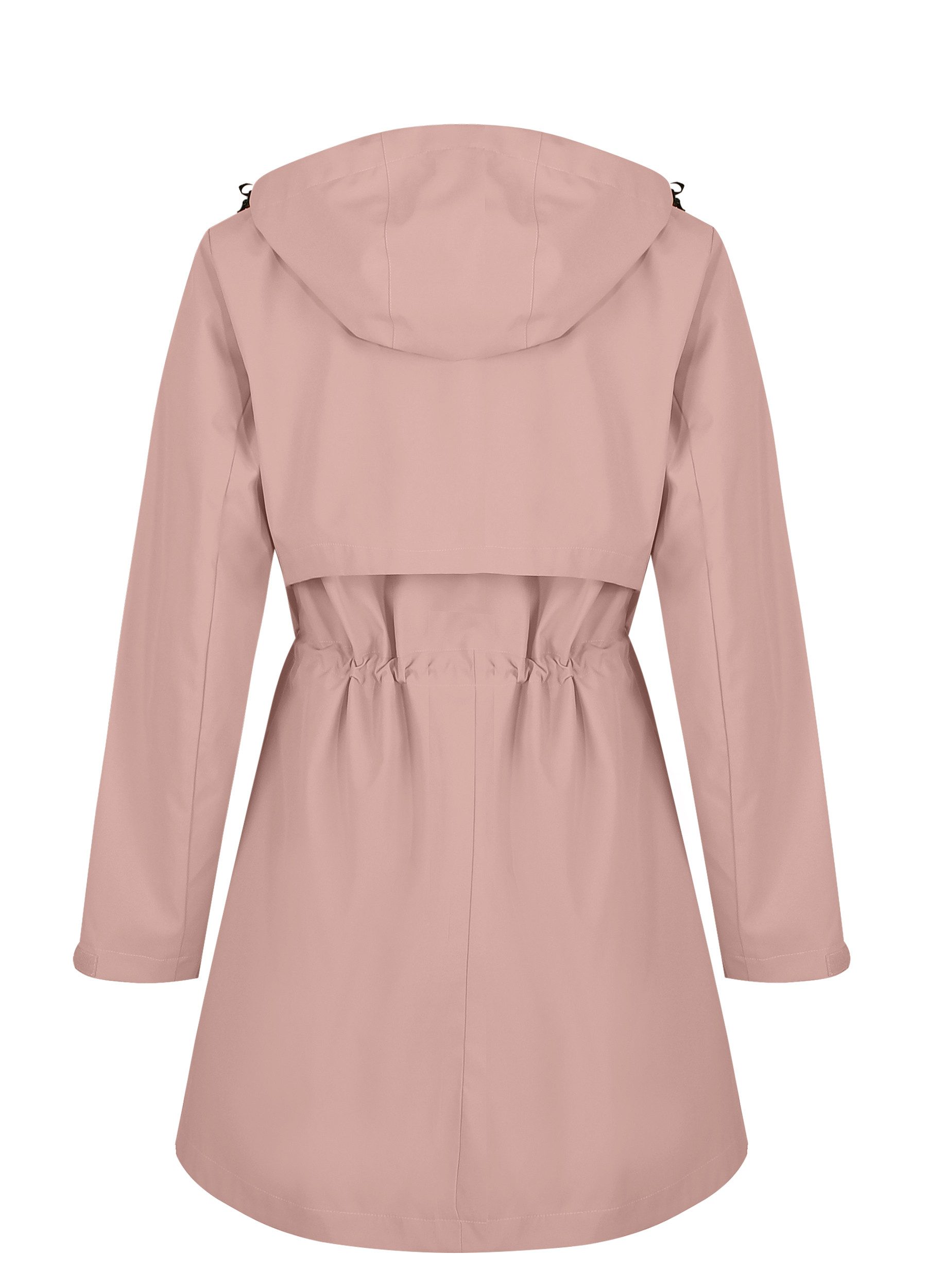 ATLASLAVA Regenjacke Damen Lang Softshelljacke Regenmantel (1-St) Frauen Trenchcoat Windbreaker Leichte Übergangsjacke Mantel