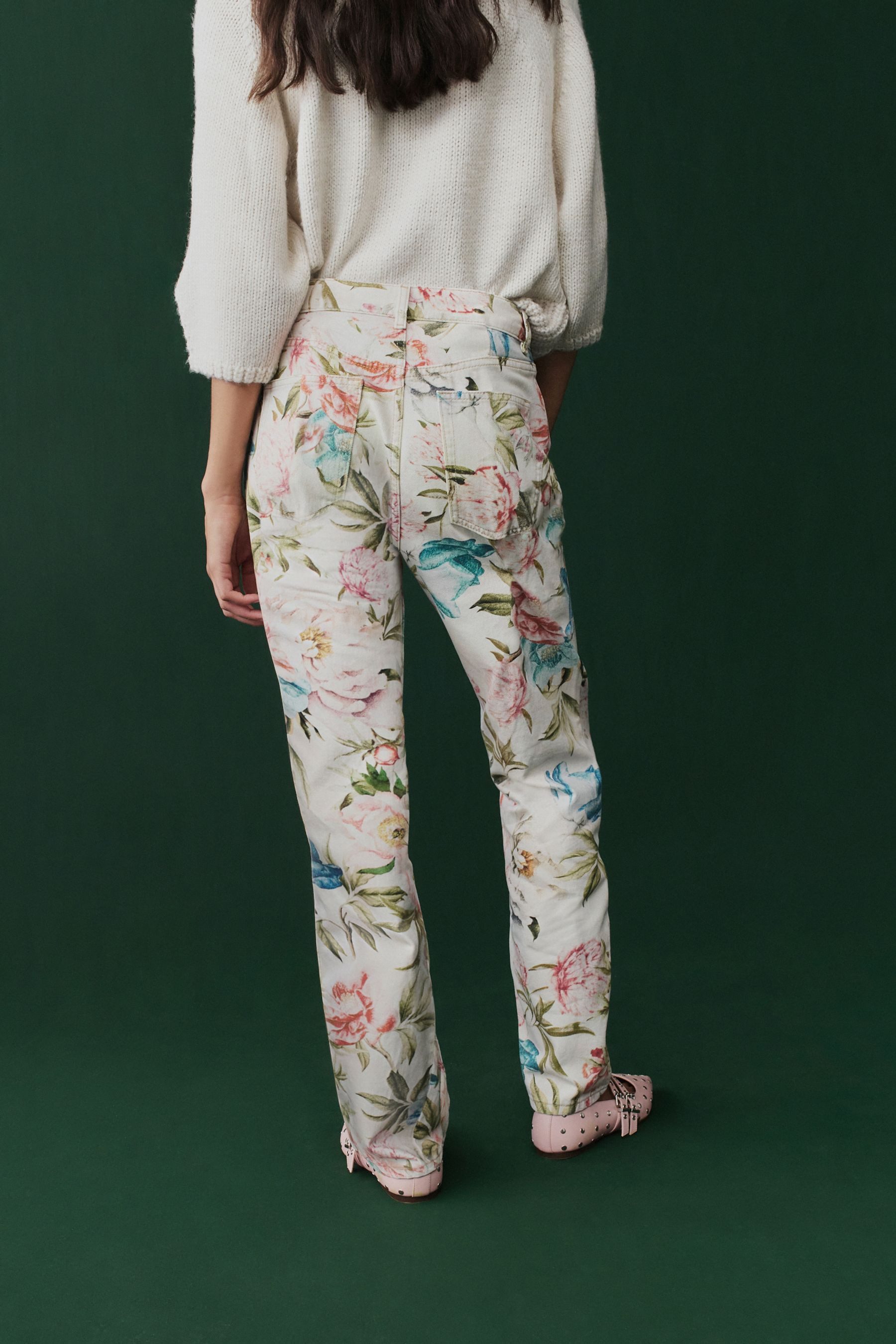 Next Straight-Jeans Boho-Jeans mit geradem Bein Baumwolle, Kurzgröße (1-tlg)