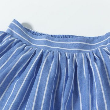 suebidou Midirock eleganter Baumwollrock für Mädchen gestreift ausgestellt blau gestreift