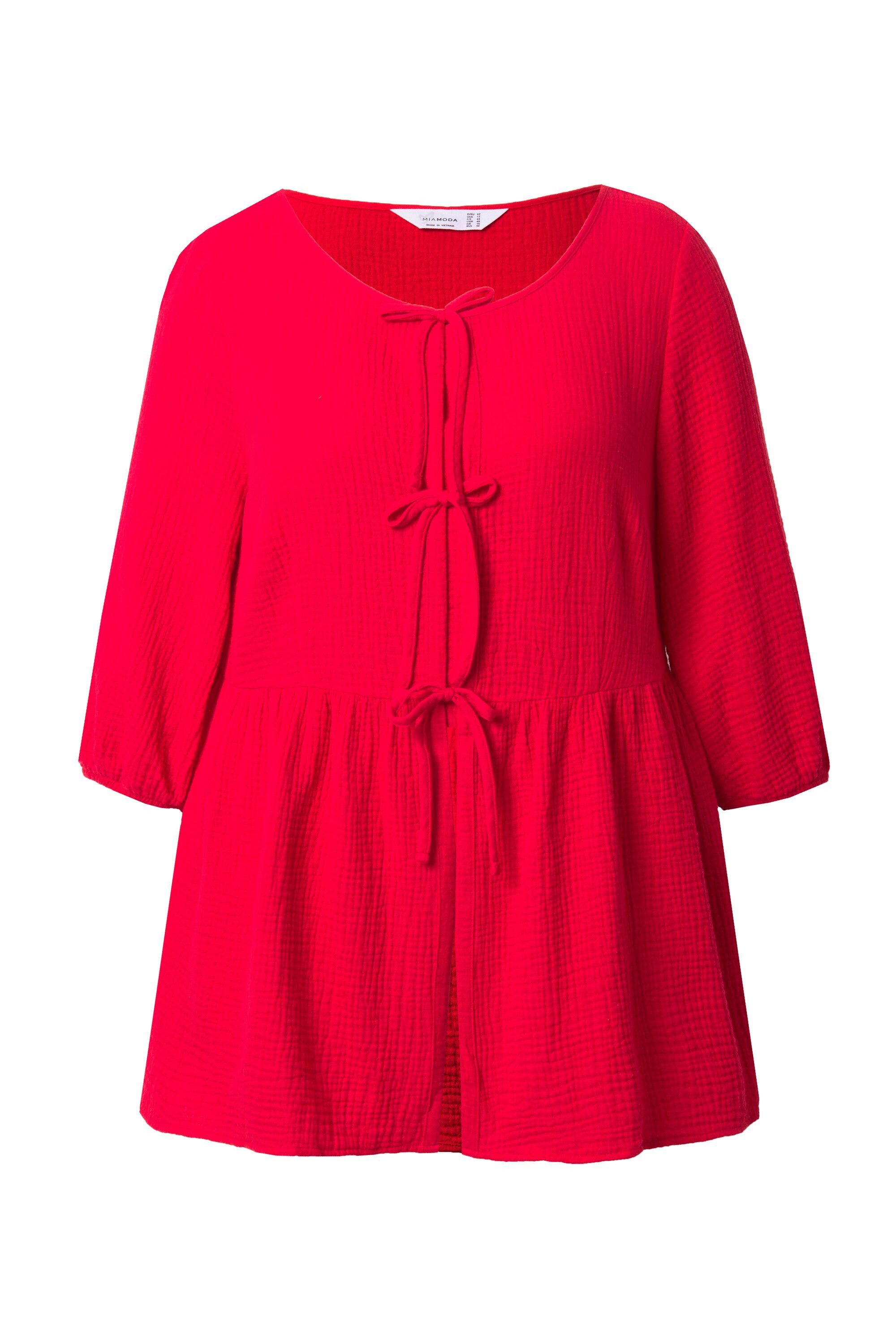 MIAMODA Longbluse Bluse A-Linie Musselin Bindebänder Kräuselnaht günstig online kaufen