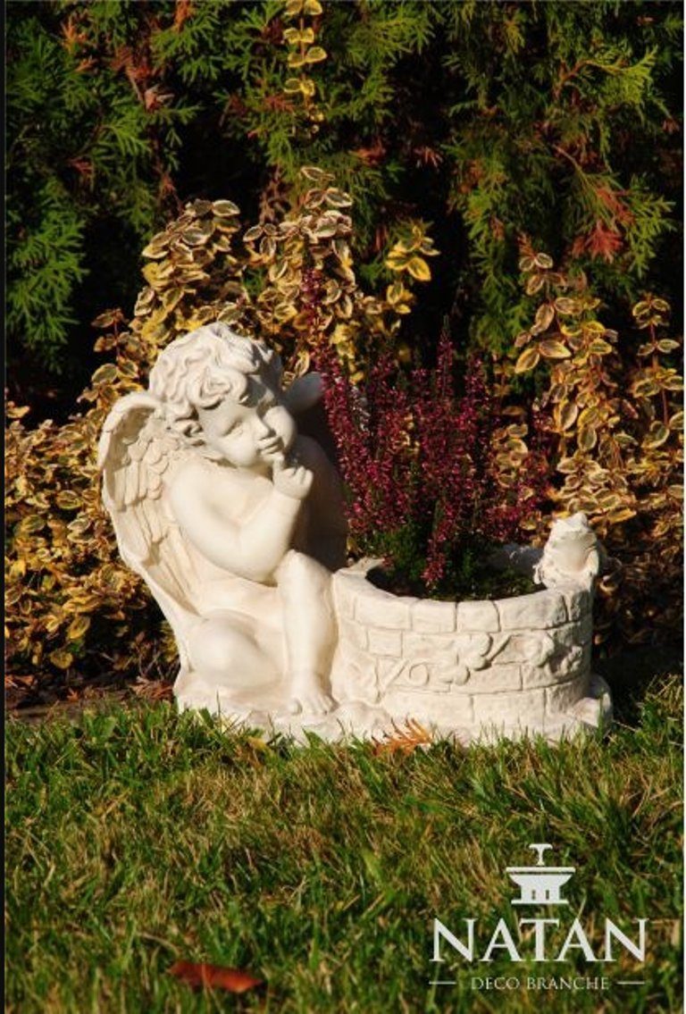 JVmoebel Skulptur Kasten Blumen Kübel Pflanz Gefäss Grab Garten Dekoration Statue Stein