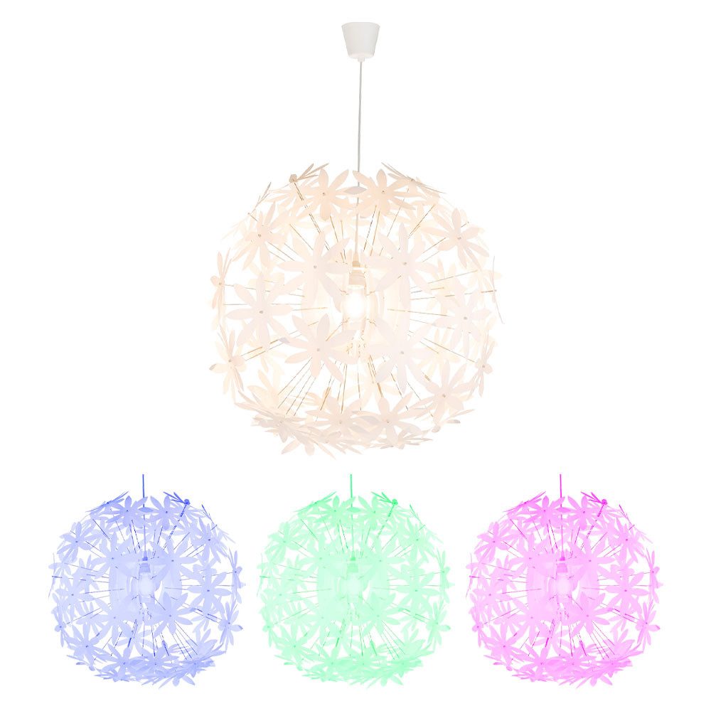 GLOBO LIGHTING LED Pendelleuchte, Leuchtmittel inklusive, Warmweiß, Farbwechsel, Pendelleuchte Blumenmuster Deckenlampe hängend weiß