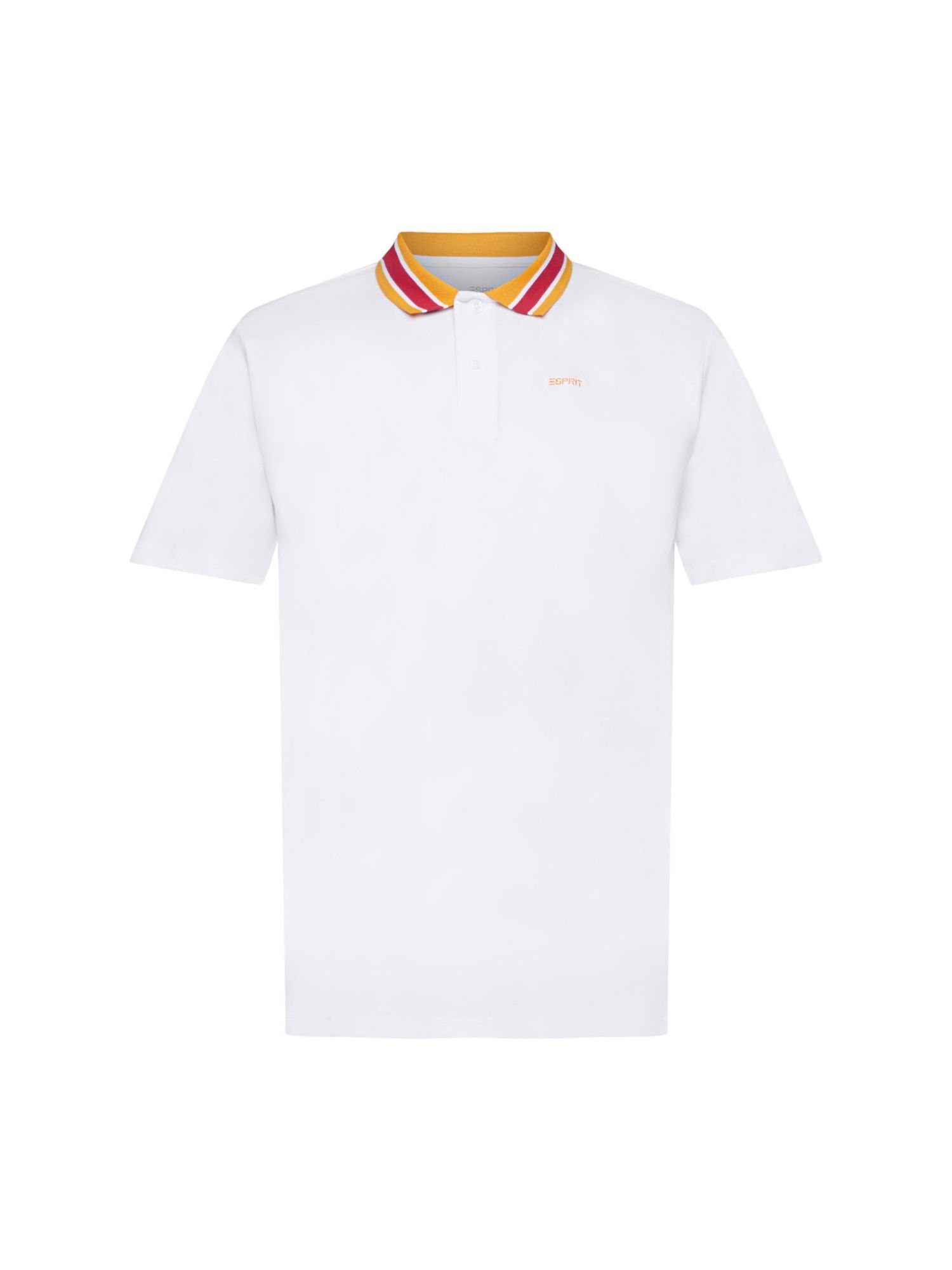 Esprit Poloshirt Poloshirt aus Baumwoll-Piqué mit Streifenkragen WHITE