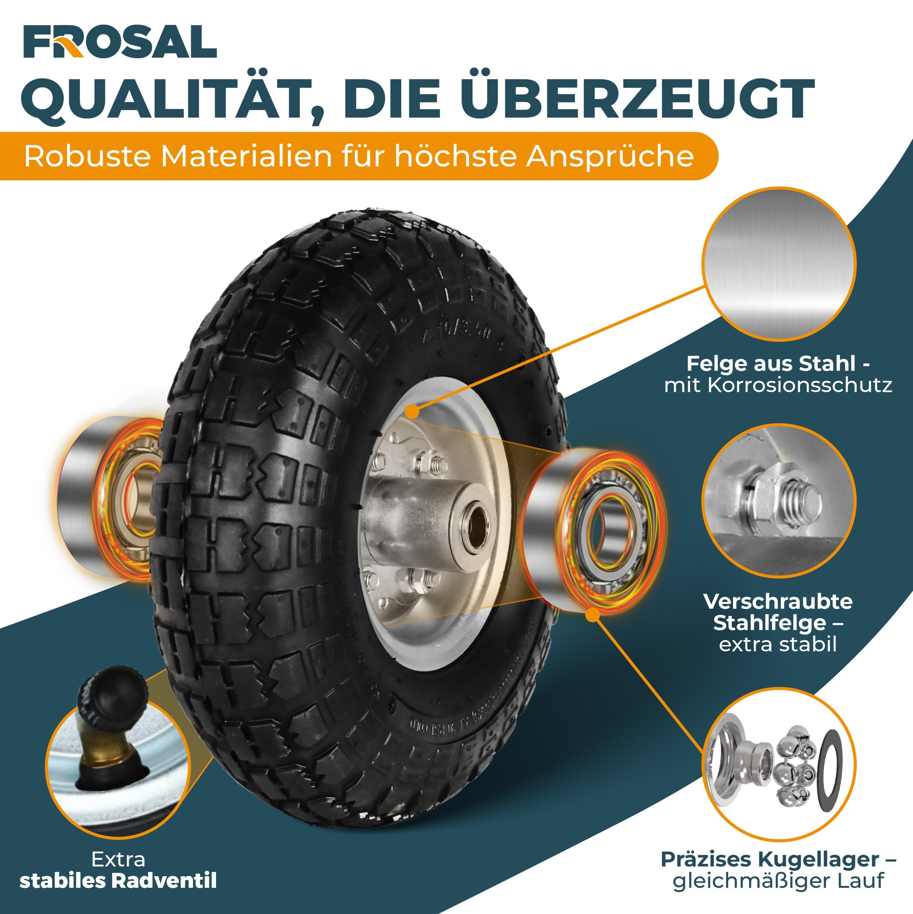 Frosal Ersatzrad FROSAL Ersatzrad Luftreifen Transportwagen 16 mm Achse Silber (1 St)