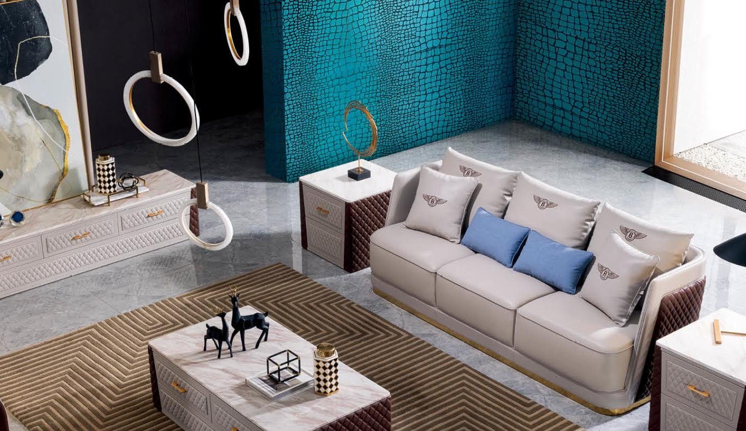 Garnitur Sitz Dreisitzer Leder, Polster Sofa JVmoebel Couch Modern in Stil Sofa Europe Made
