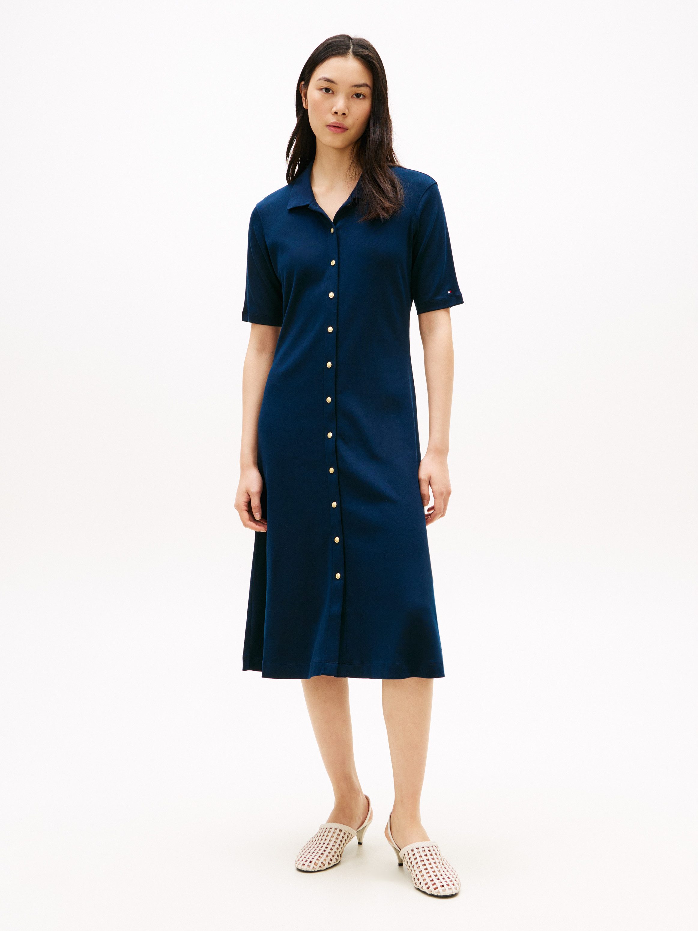 Tommy Hilfiger Polokleid GOLD BUTTON F&F MIDI DRESS mit Logo-Stickerei günstig online kaufen