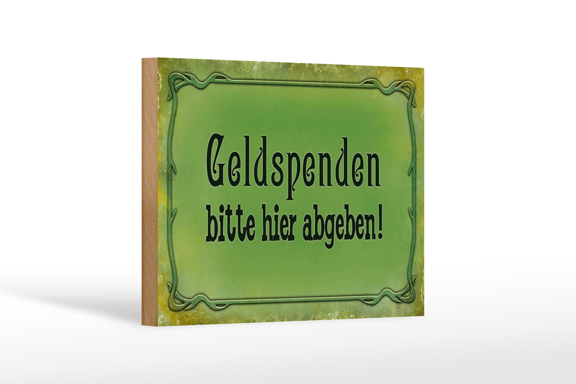 Holzbild Spruch 18x12 cm Geldspendenbitte hier abgeben