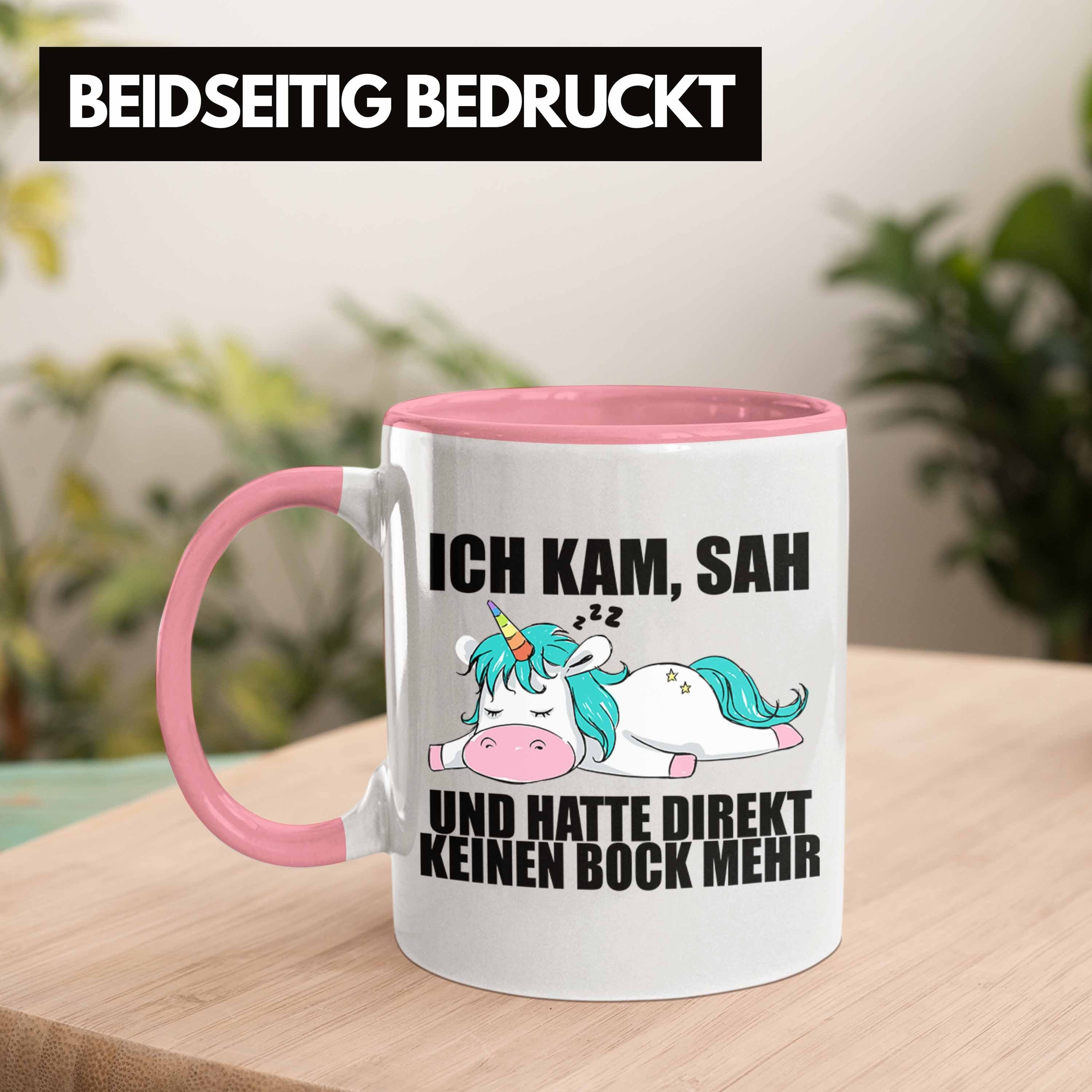 mit Rosa Einhorn Spruch Tasse - Trendation Kaffeetasse Büro Tasse Kollegin Geschenk Trendation Arbeitskollege