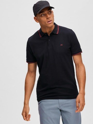 HOMME SELECTED SLHDANTE SS POLO NOOS black Poloshirt SPORT