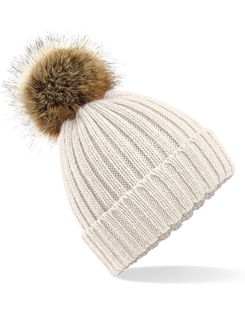 Beechfield® Bommelmütze Herrenmütze Fur Pom Chunky Beanie / Luxus-Kunstfell günstig online kaufen