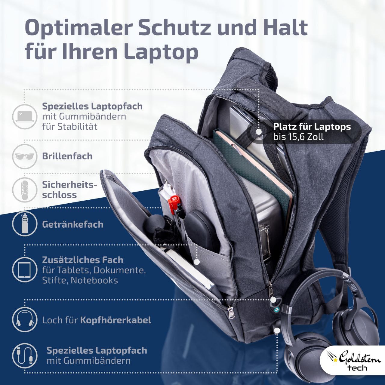 Goldstern-Tech Laptoptasche Urban-Pro, Rückentasche: ergonomisch, Schultasc günstig online kaufen