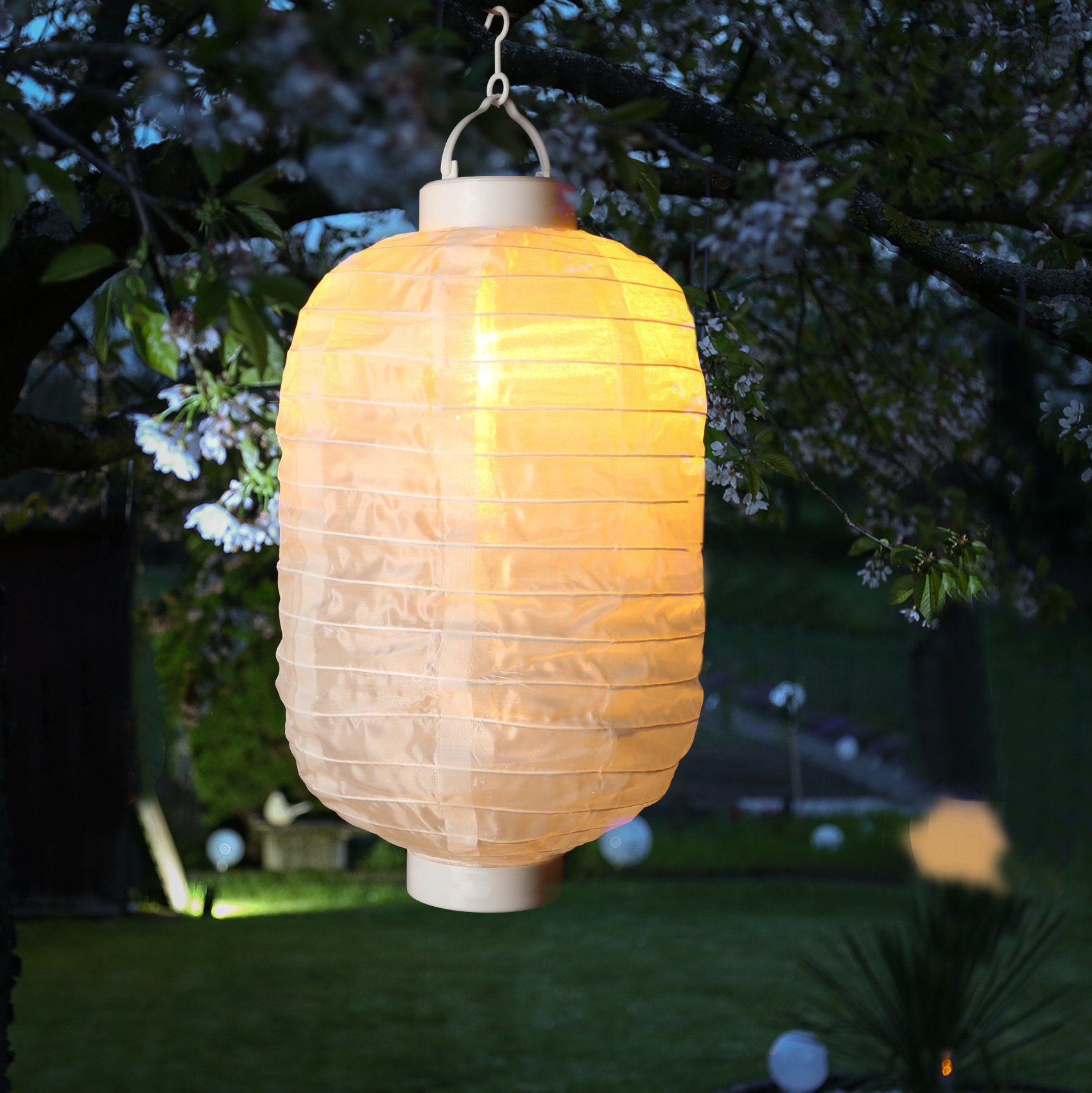 6x LED Solarleuchte Lampion Grau 30cm Outdoor Hochzeit Garten Deko Partylaterne 