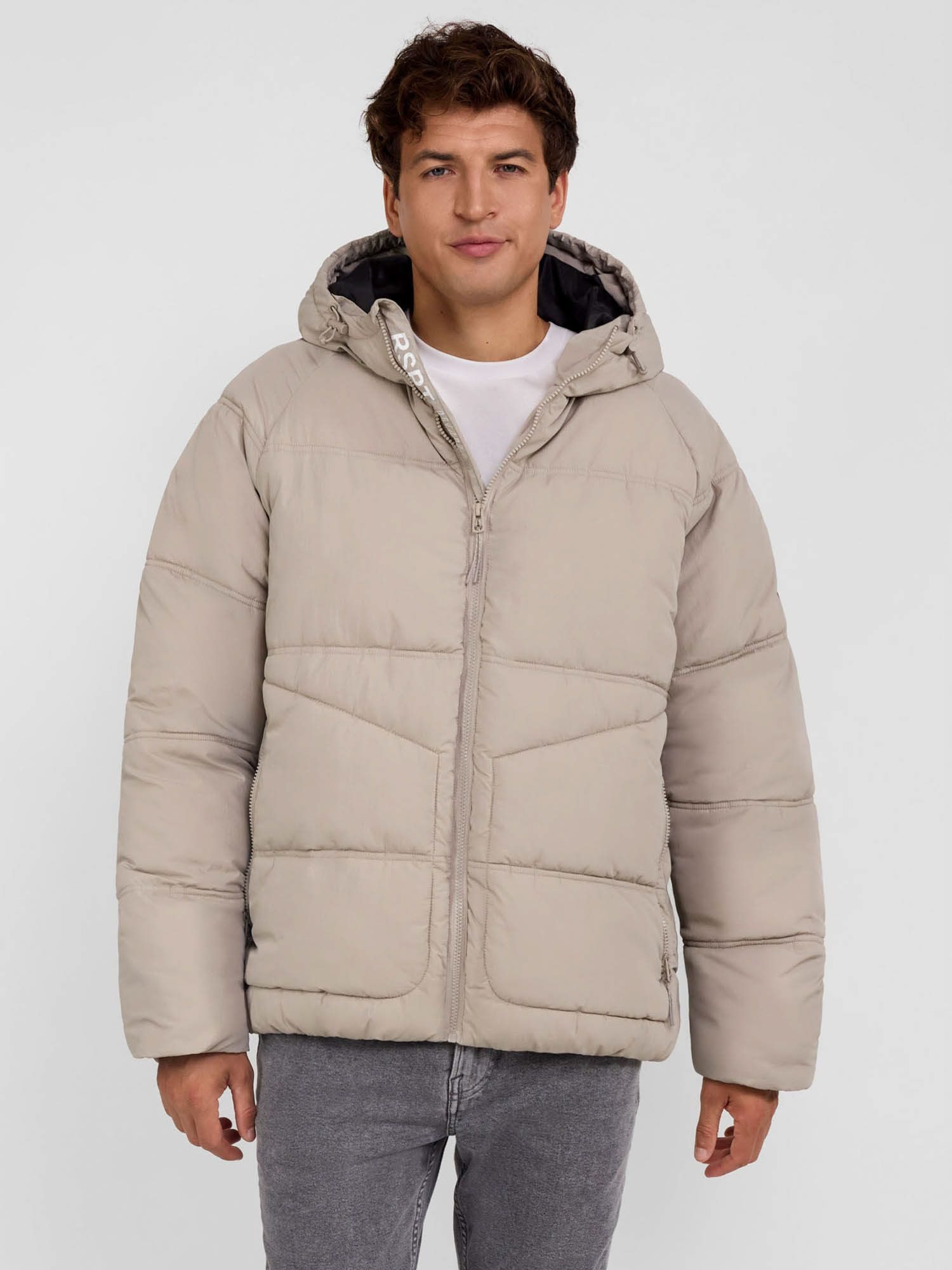 Winterjacke Steppjacke mit Reißverschlusstaschen und Ärmelpatch  (XS-XXL)