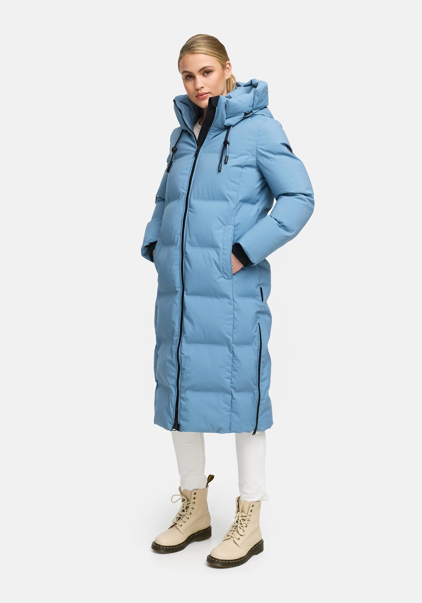 Marikoo Winterjacke Tikoraa mit extra langem Schnitt und hohem Kragen