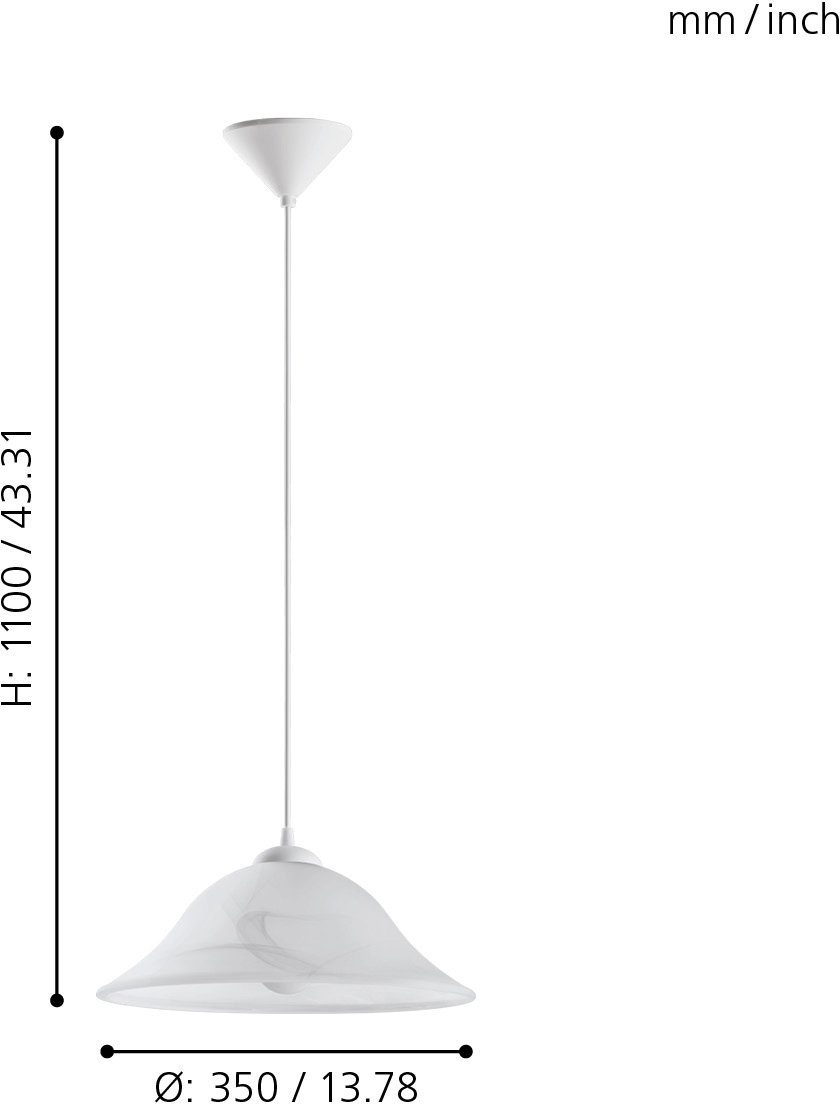 EGLO Pendelleuchte ALBANY, E27 / Dimmfunktion, exk. cm ohne (je max. x x Küche Esstisch 60W) Leuchtmittel, weiß 1 / / / Ø35 H110