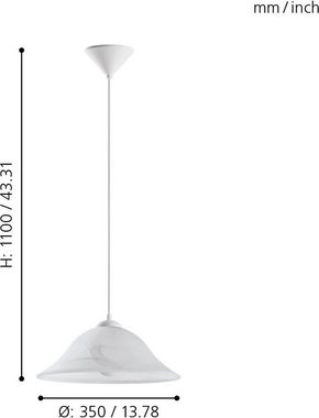 EGLO Pendelleuchte ALBANY, Dimmfunktion, ohne Leuchtmittel, weiß / Ø35 x H110 cm / exk. 1 x E27 (je max. 60W) / Esstisch / Küche
