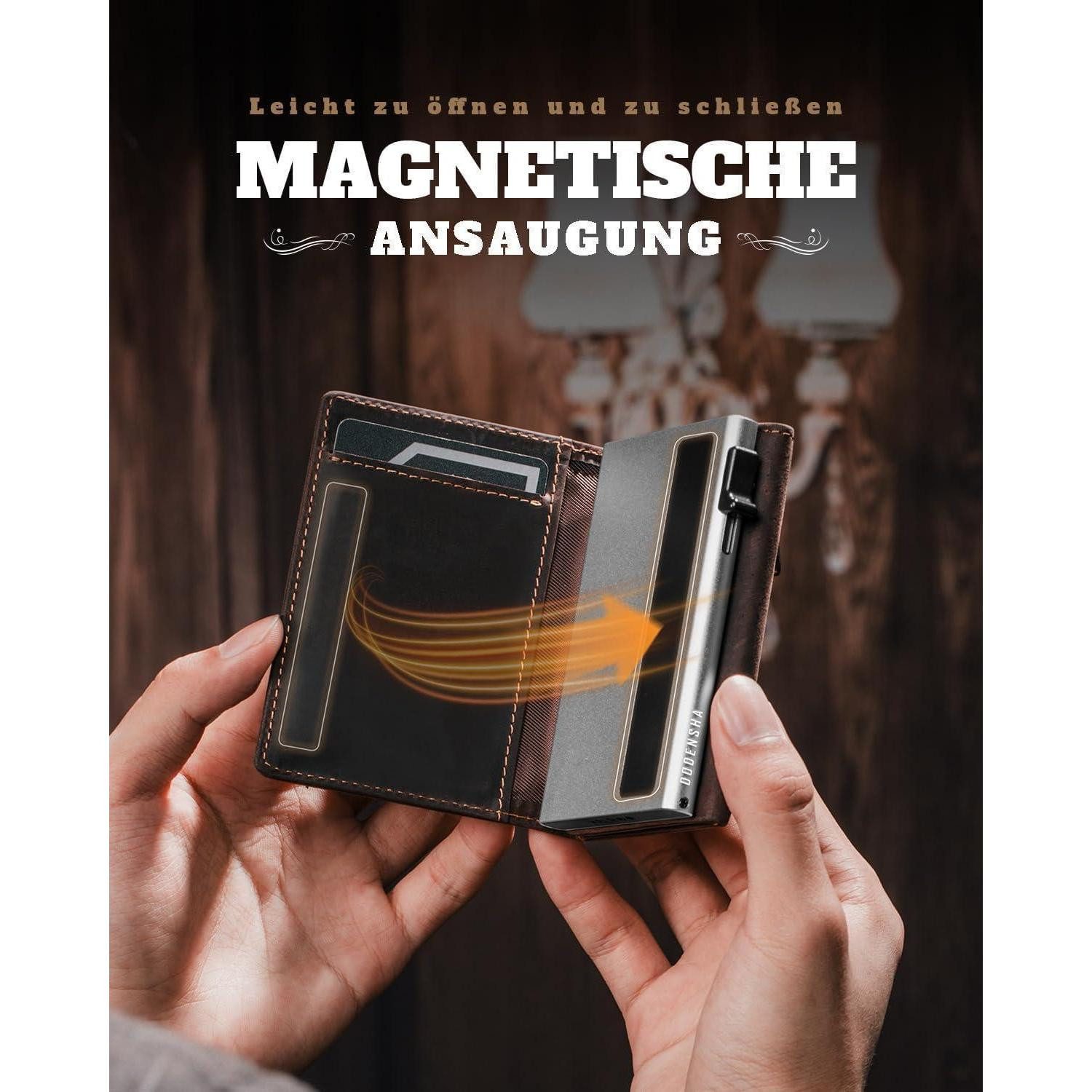 LuxusKollektion Kartenetui MagSnap Herren Geldbörse Slim Wallet mit Münzfach RFID Schutz