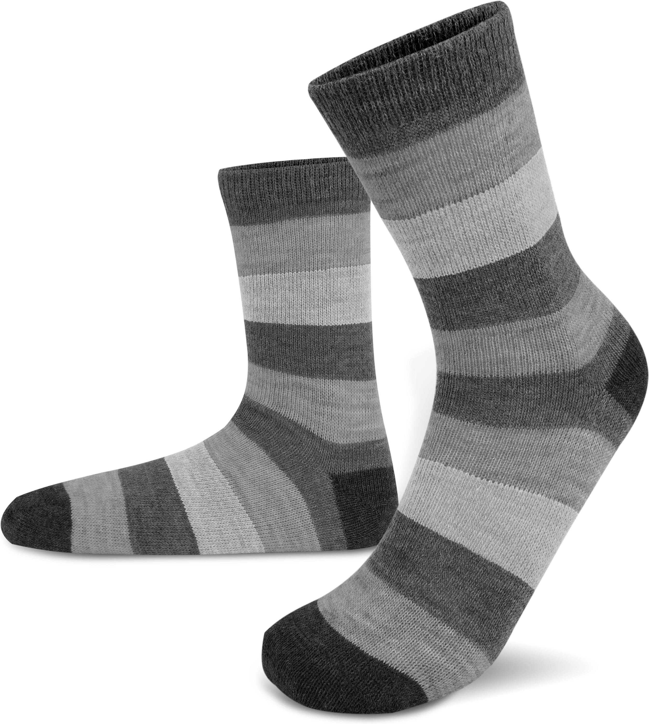 normani Thermosocken 6 Paar Alpakasocken breitgestreift (6er-Set, 3 Paar) warme Alpakawolle