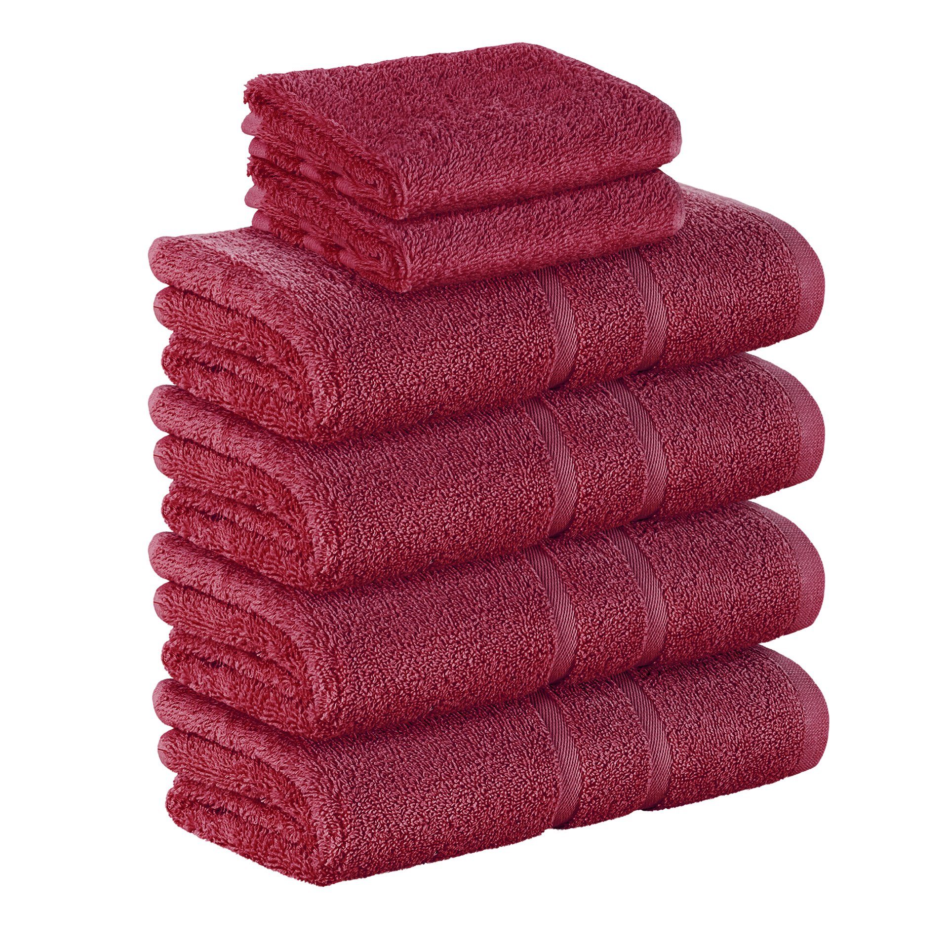 StickandShine Handtuch Set 2x Gästehandtuch 4x Handtücher als SET in verschiedenen Farben (6 Teilig) 100% Baumwolle 500 GSM Frottee 6er Handtuch Pack, 100% Baumwolle 500 GSM Bordeaux | Handtuch-Sets