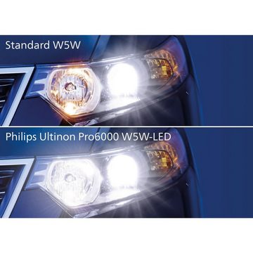 Philips Halogenlampe Philips Ultinon Pro6000 W5W LED 2 Stück