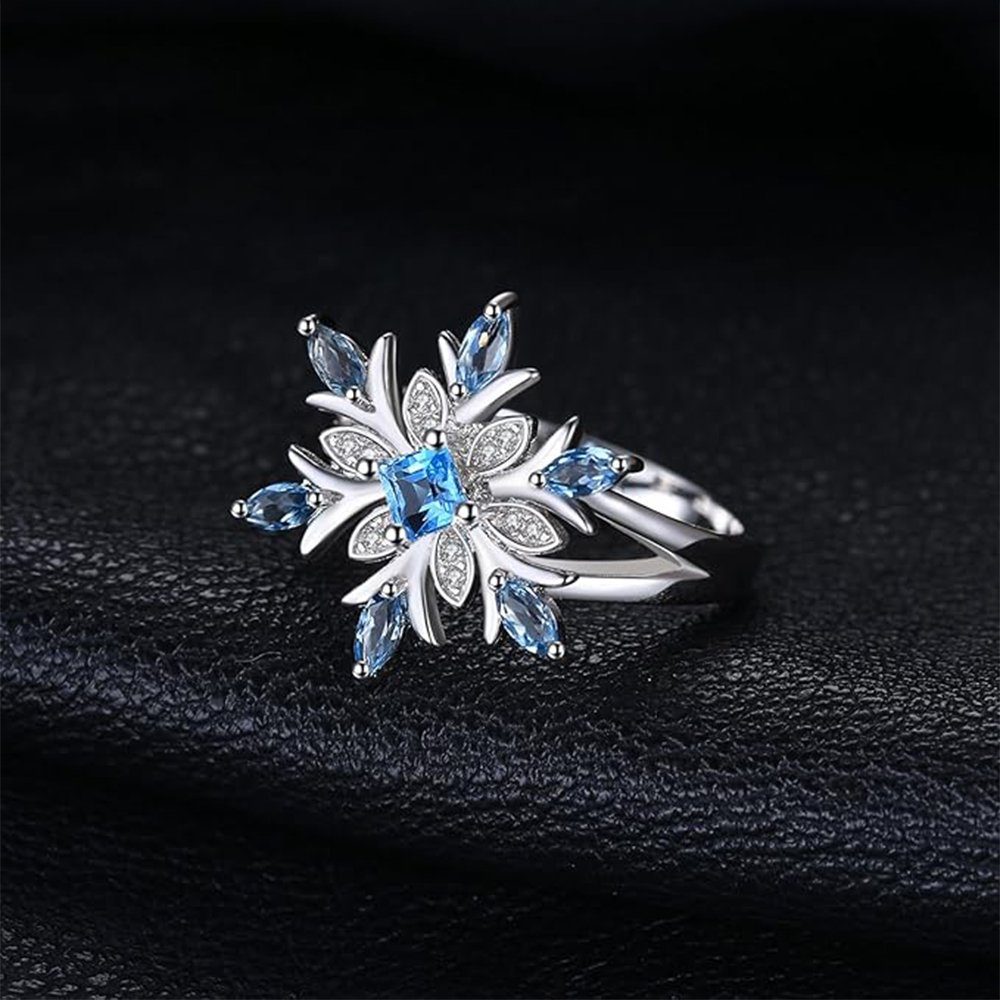 Frauen Schneeflocke blau Naturstein WaKuKa Ring Diamantring