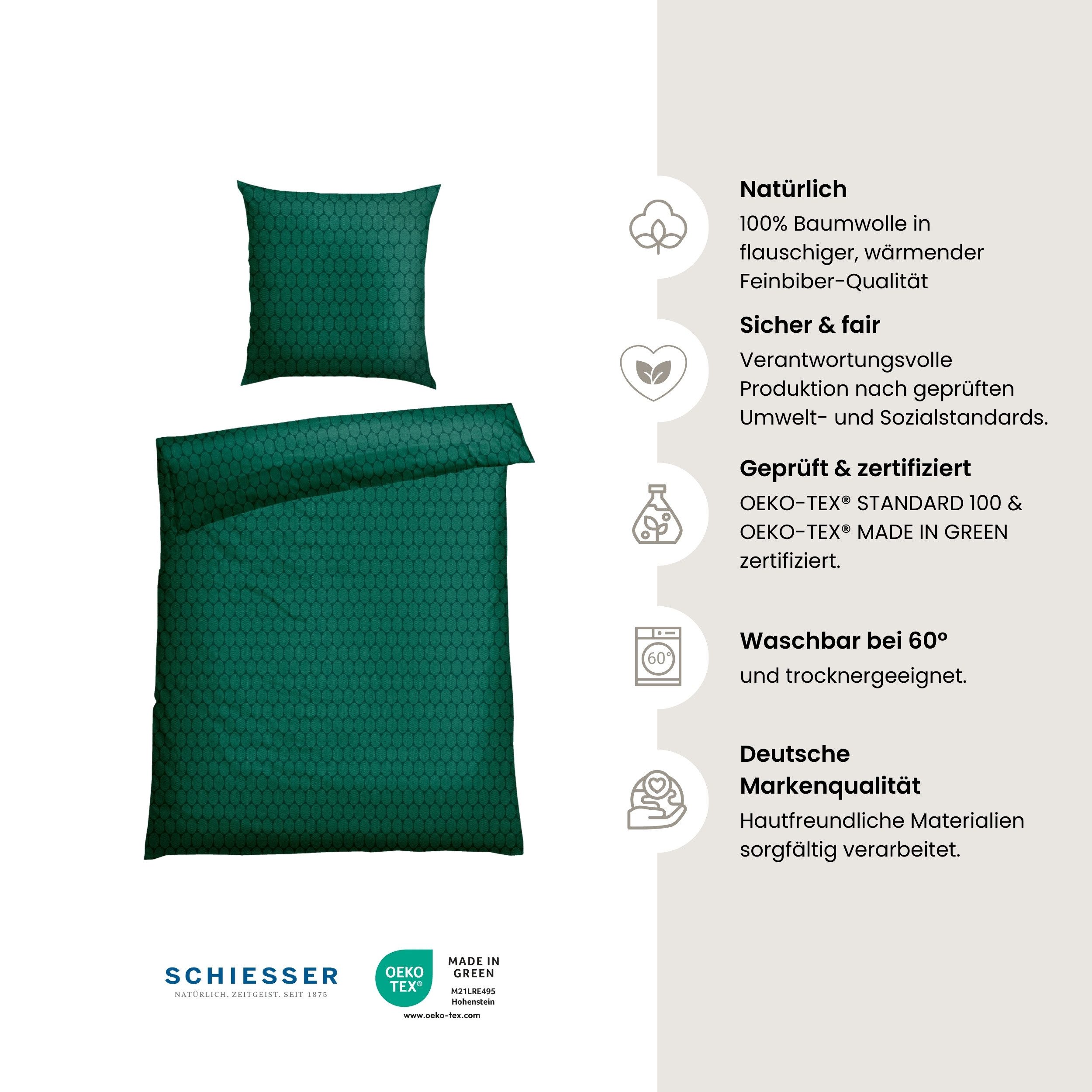 Schiesser Bettwäsche Drops, Feinbiber, 2 teilig, Made in Green