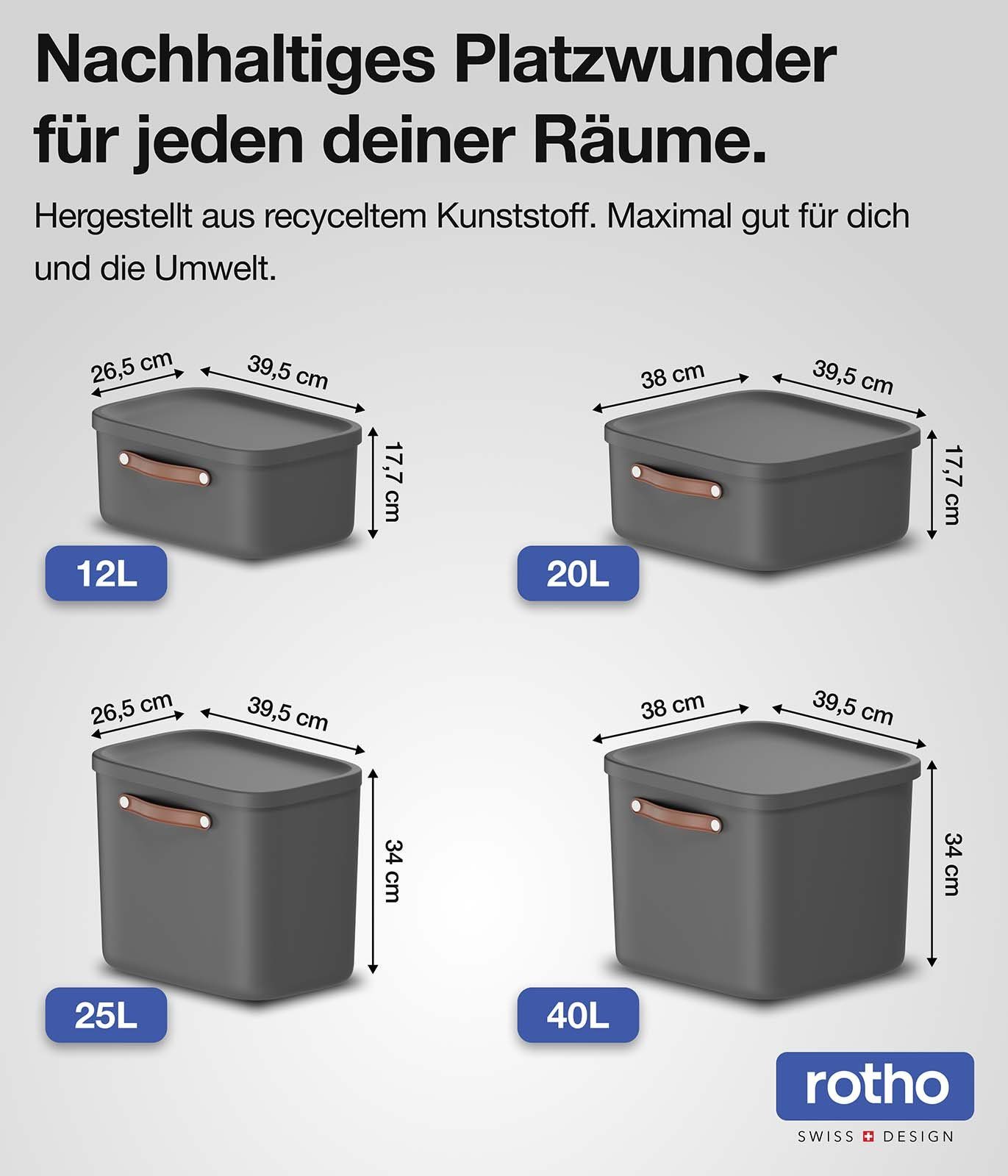 ROTHO Stapelbox 3er-Set Kiste mit Deckel Maloja 20l (Aufbewahrungsset, 3er-Set)