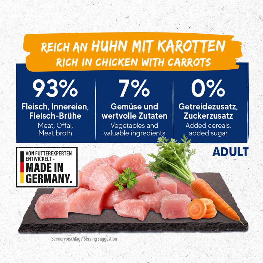 NutriQM Nassfutter M!EAT Huhn & Karotte, Nassfutter für: Hund