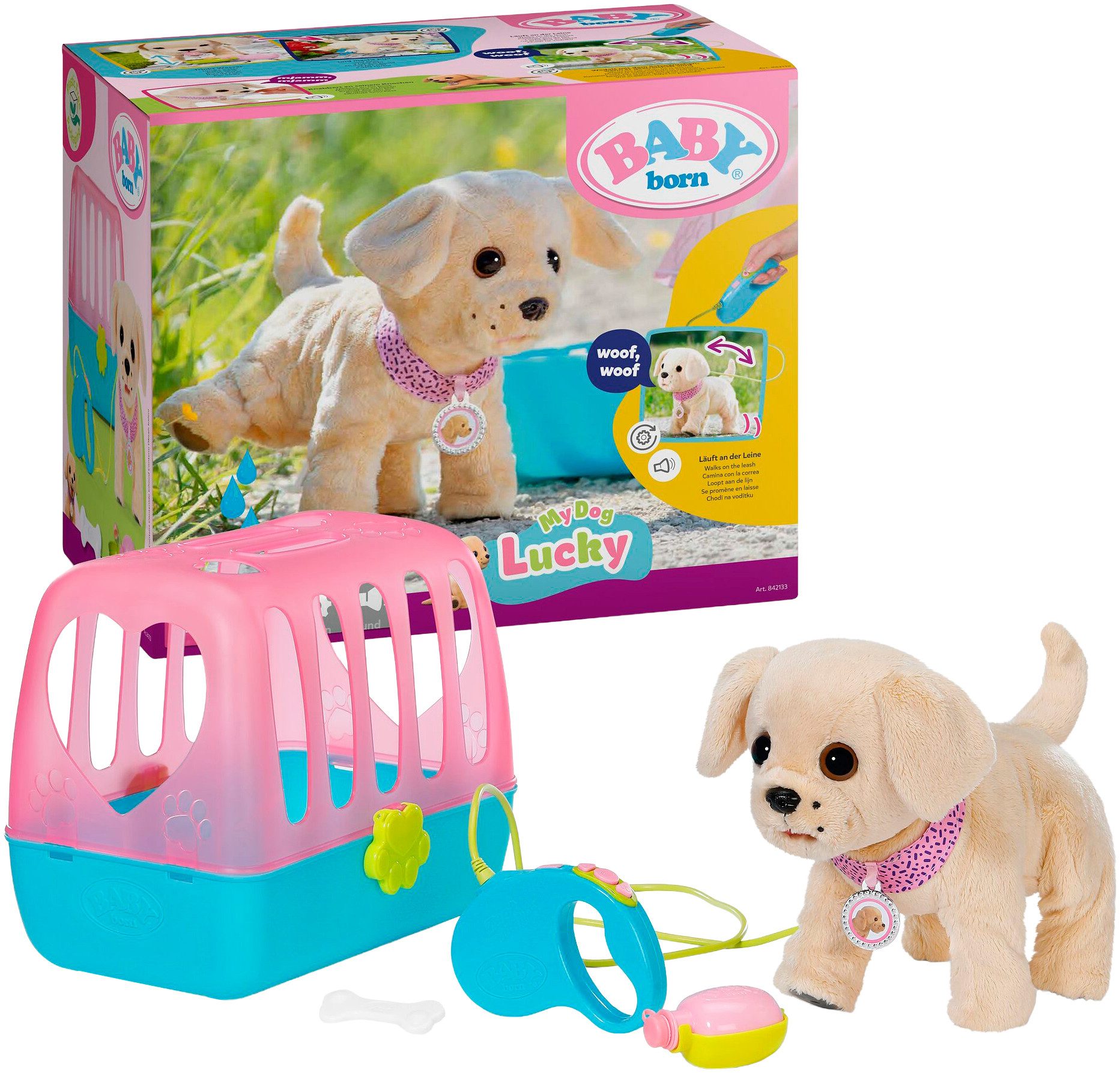 Baby Born Plüschfigur Mein Hund Lucky mit Box, mit Funktion