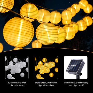GOOLOO Lichterkette Lampions Außen 6.5M 30 LED Laternen Lichterkette Aussen, Wasserfest 8 Modi Solarbetrieben Beleuchtung Deko