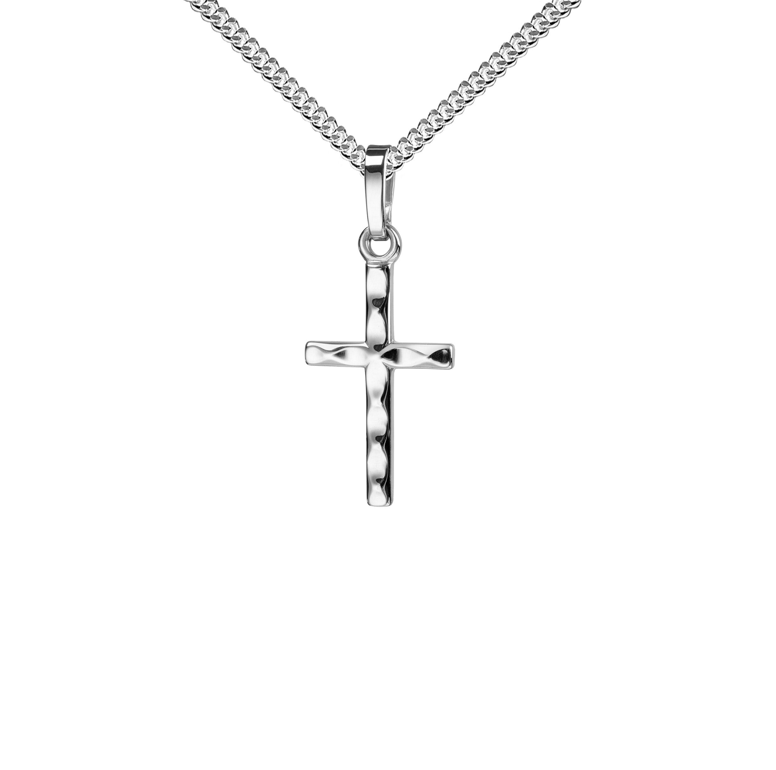 JEVELION Kreuzkette kleiner Kreuzanhänger 925 Silber - Made in Germany (Silberkreuz, für Damen und Kinder), Mit Silberkette 925 - Länge wählbar 36 - 70 cm oder ohne Kette.