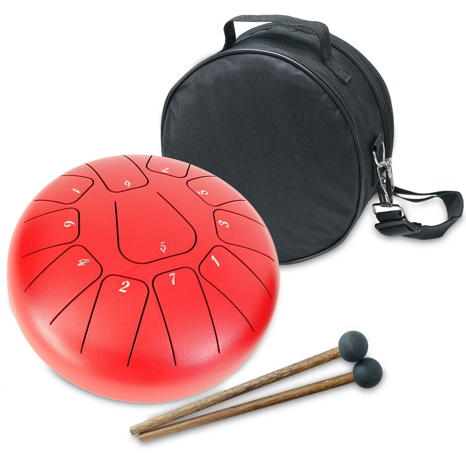 keepdrum Trommel keepdrum Zungentrommel TD8RD-F Tongue Drum 11 Töne Rot F-Dur,Set, Tongue Drum, 2 Schlägel, Tasche
