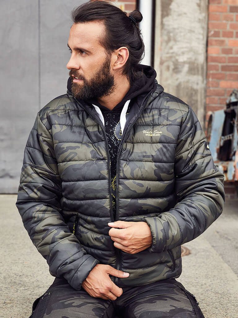 Uncle Sam Steppjacke Herren Jacke gesteppt mit Kapuze - Gesteppte Arbeitsja günstig online kaufen