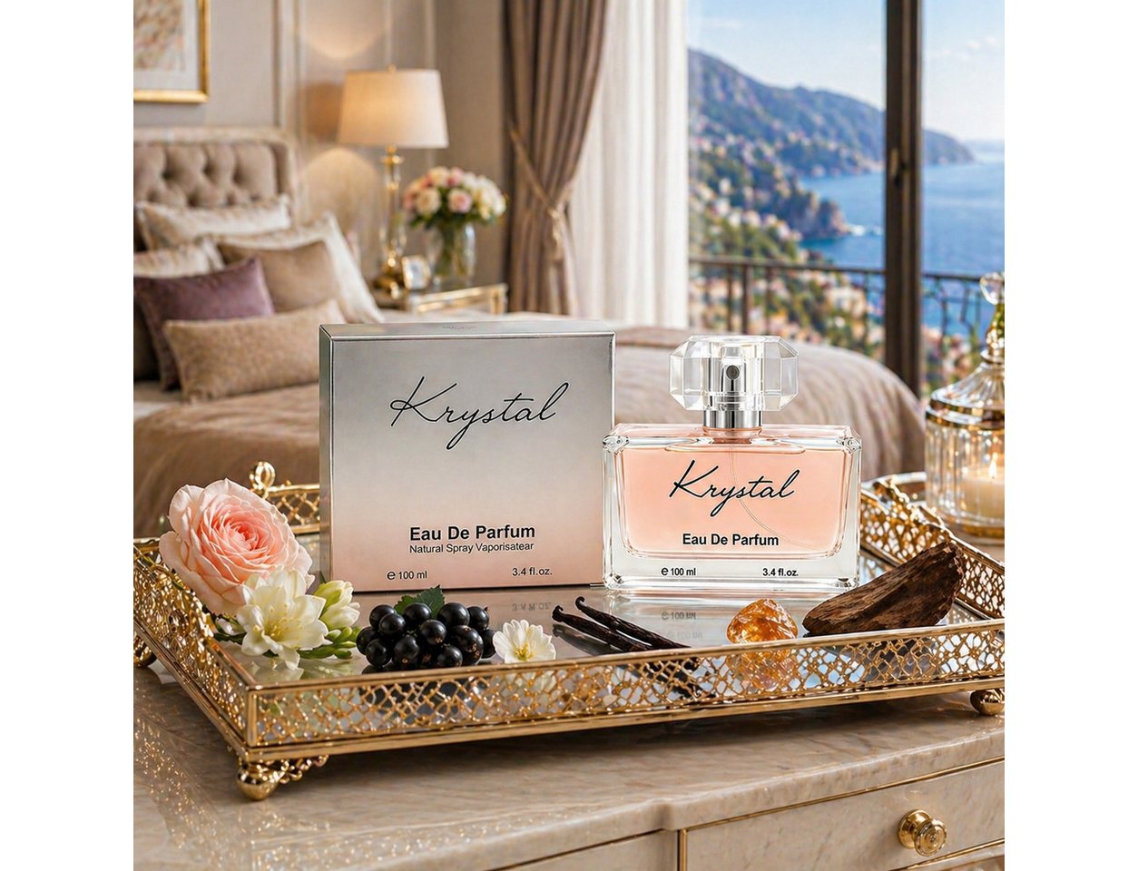 Fine Perfumery London Eau de Parfum Krystal Pour Femme Fruchtig Blumig Hergestellt in Spanien 100 ml, Hergestellt in Spain, Damenduft