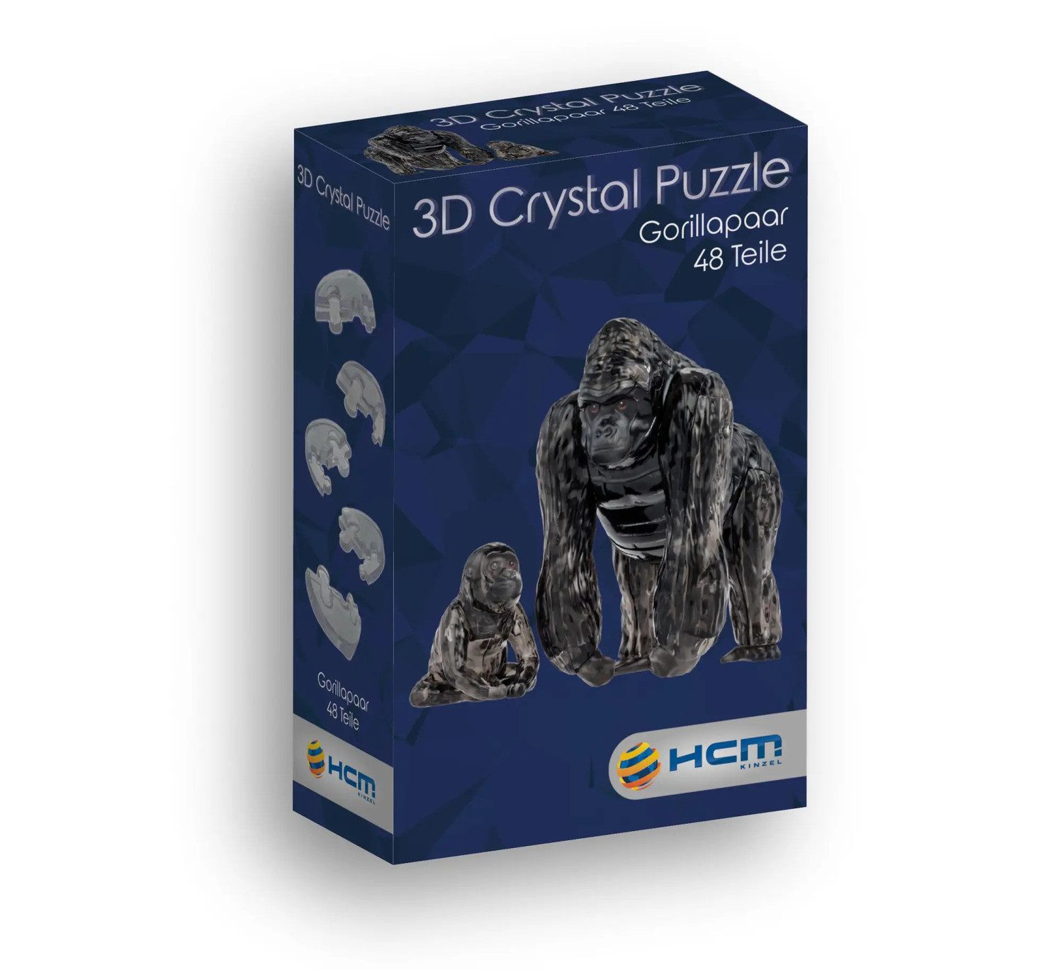 HCM KINZEL Puzzle 3D Crystal Puzzle - Gorillapaar - 48 Teile, 48 Puzzleteile