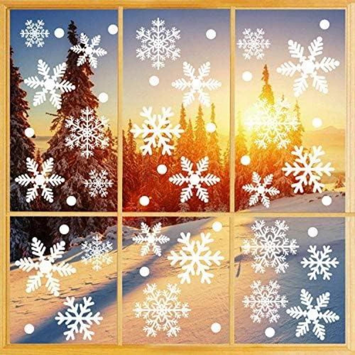 Dekohänger 366 Schneeflocken Weihnachten Fensterbilder PVC Selbstklebend