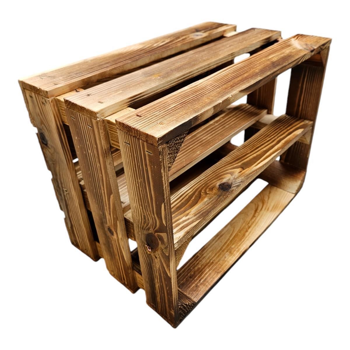 Teramico Holzkiste Holzkiste 40x30x25cm Geflammt Boden Lang, Aufbewahrungsbox