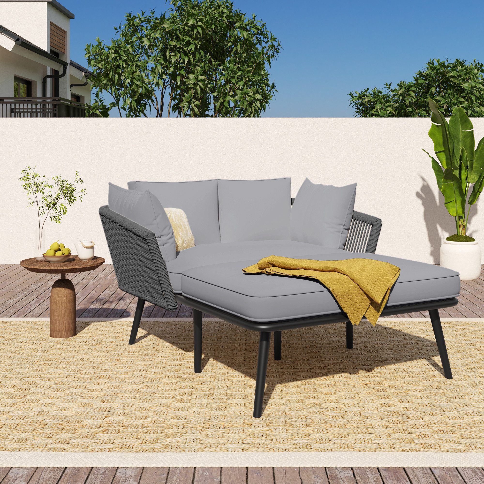 BlingBin Gartenliege 2Sitzer Gartensofa, Sonnenliege im Außenbereich