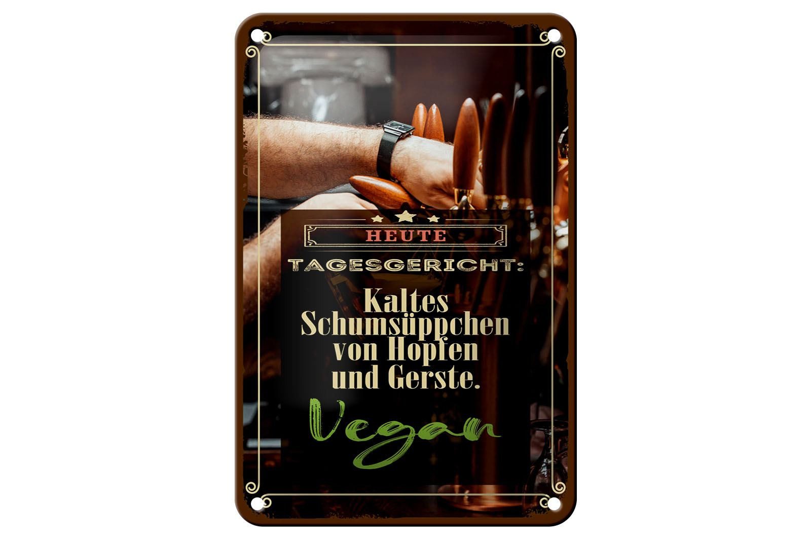 Femer GmbH Metallschild Spruch 12x18 cm Tagesgericht Hopfen und Gerste, (1 St), gewölbte Oberfläche, abgerundete Ecken, umgeschlagene Kanten