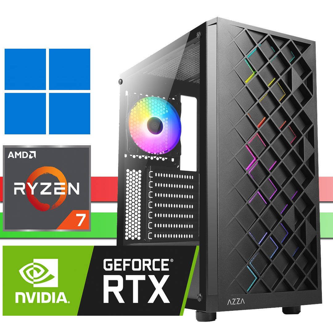 X-HARDWARE X-Gaming Computer 5700X, 16GB RAM, 256GB NVMe + bis zu 4TB HDD Gaming-PC (AMD Ryzen 7 5700X, Nvidia GeForce RTX 3060, 12GB GDDR6, 16 GB RAM, 0 GB HDD, 256 GB SSD, Luftkühlung, Windows 11 Professional)