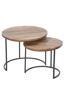GILDE Couchtisch Holz Tisch Set rund"Camara" Serie 2