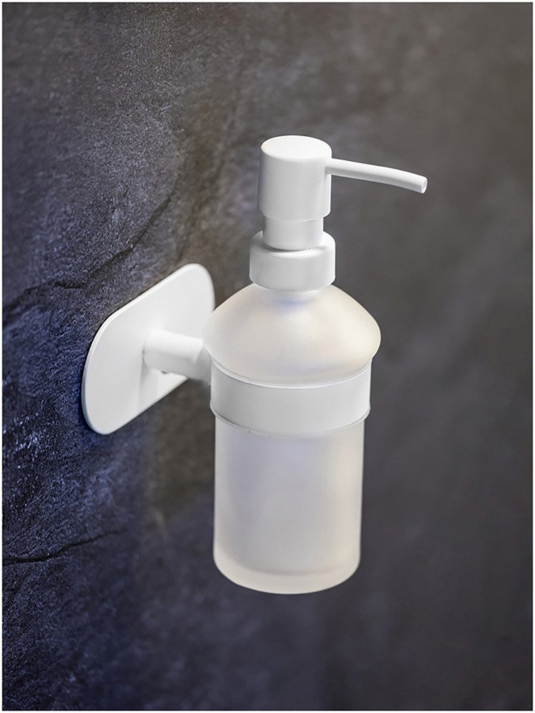 WENKO Seifenspender Turbo-Loc® Modell Orea, Befestigen ohne Bohren, Edelstahl-Halterung, 200 ml